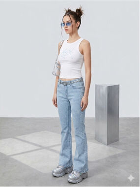 Run & Fly Paisley Flare Jeans Light Wash Denim Bell Bottoms Retro Y2K Size 30 R